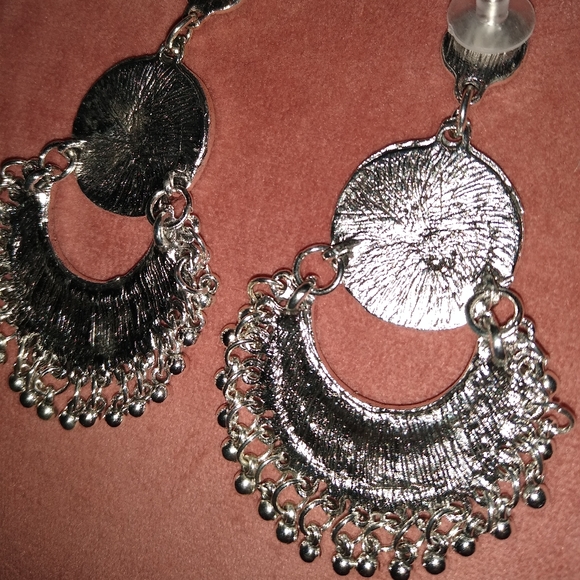 Bohemian Mandala Chandelier Earrings Silver Gypsy Filigree Lace New - Picture 6 of 9